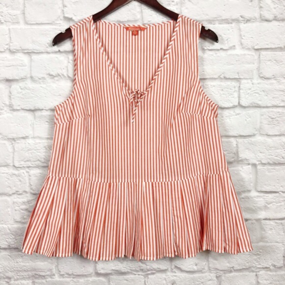 ModCloth orange and white striped peplum pleated